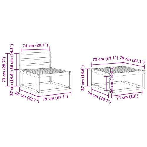 Комплект дивани за открито 7 pcs Естествен