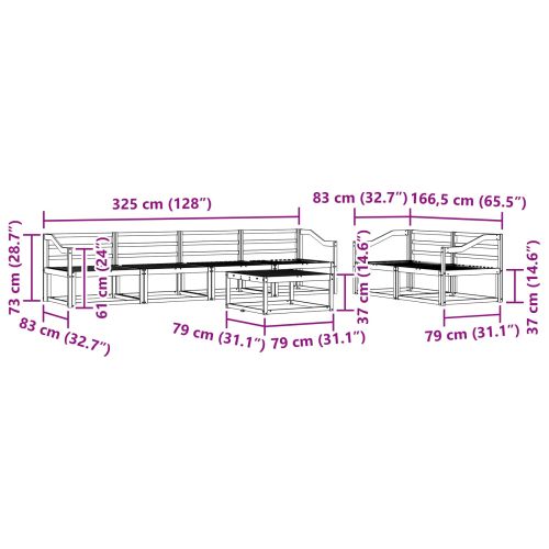 Комплект дивани за открито 7 pcs Естествен