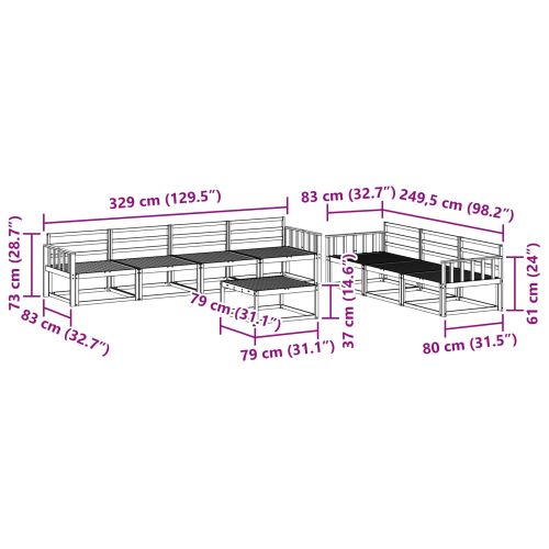 Комплект дивани за открито 8 pcs Естествен