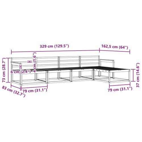 Комплект дивани за открито 5 pcs Естествен