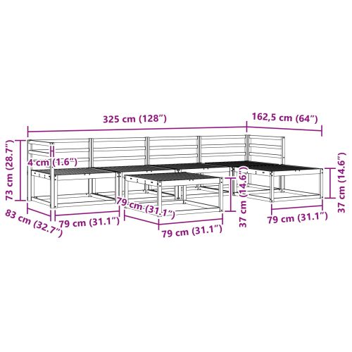 Комплект дивани за открито 6 pcs Естествен