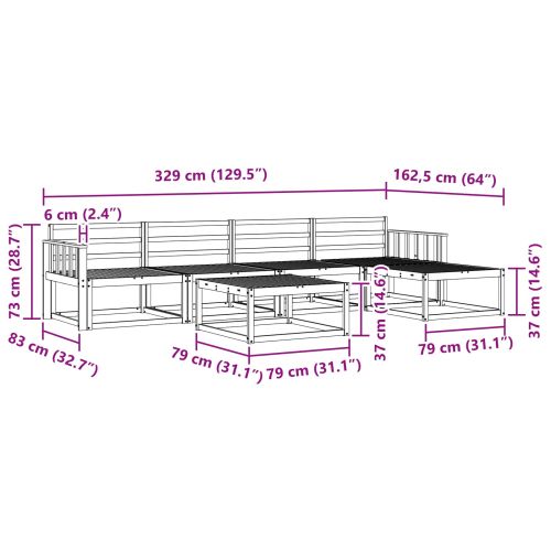 Комплект дивани за открито 6 pcs Естествен