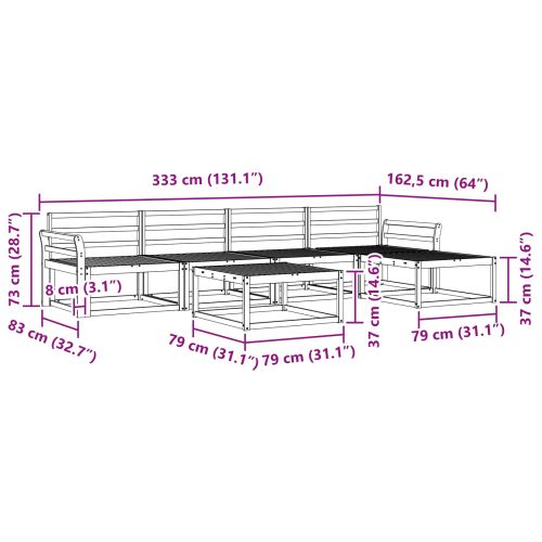 Комплект дивани за открито 6 pcs Естествен