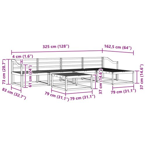 Комплект дивани за открито 6 pcs Естествен