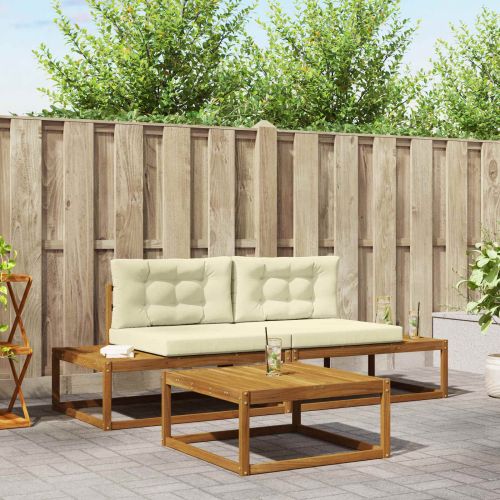 Комплект дивани за открито 3 Брой Натурален и Крема