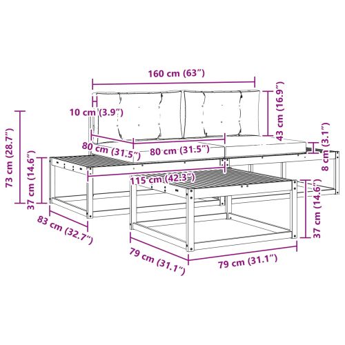 Комплект дивани за открито 3 Брой Естествено и светло сиво