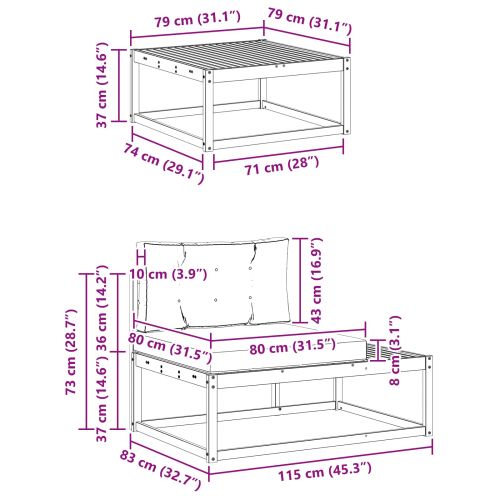 Комплект дивани за открито 3 Брой Естествено и светло сиво