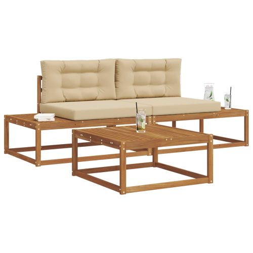 Комплект дивани за открито 3 Брой Натурален и Бежов