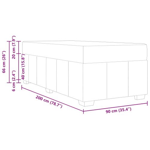 Рамка за легло с матрак Черно 90 x 200 cm текстил