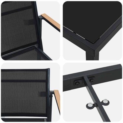 Комплект за външни мебели 5 pcs Черно и антрацит Textilene