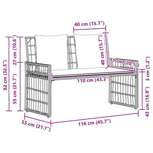 Външна пейка Едноцветен Натурален и Крема 116 x 55 x 82 см