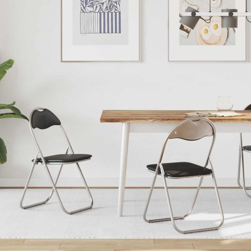 Сгъваем стол 2 pcs Черен и Сив 48 x 43,5 x 81 см Изкуствена