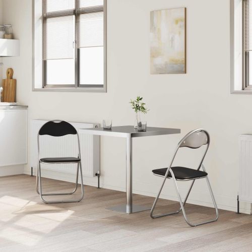 Сгъваем стол 2 pcs Черен и Сив 48 x 43,5 x 81 см Изкуствена