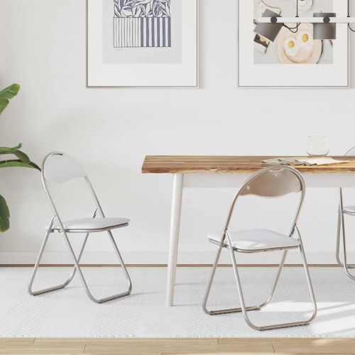 Сгъваем стол 2 pcs Бяло и сиво 48 x 43,5 x 81 см Изкуствена