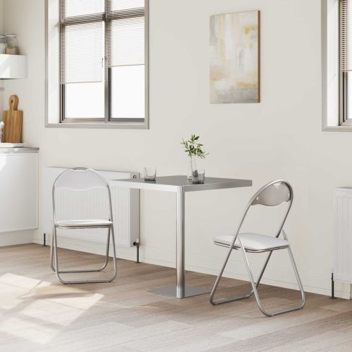 Сгъваем стол 2 pcs Бяло и сиво 48 x 43,5 x 81 см Изкуствена