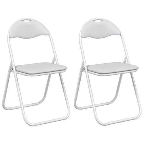 Сгъваем стол 2 pcs Бяло и сиво 48 x 43,5 x 81 см Изкуствена