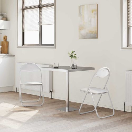 Сгъваем стол 2 pcs Бяло и сиво 48 x 43,5 x 81 см Изкуствена