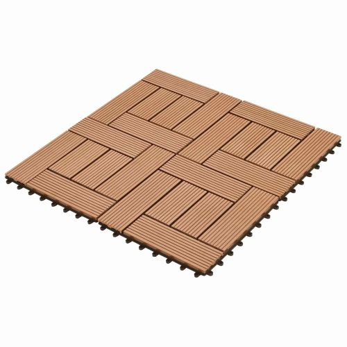Плочка за decking 11 pcs Кафяво 30 x 30 cm WPC