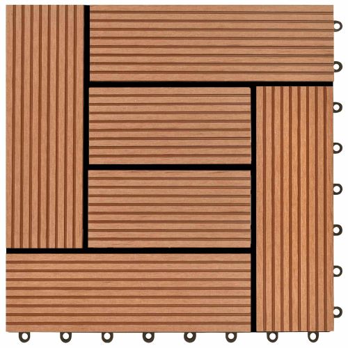 Плочка за decking 11 pcs Кафяво 30 x 30 cm WPC