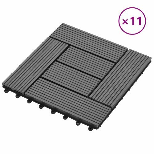 Плочка за decking 11 pcs Сив 30 x 30 cm WPC