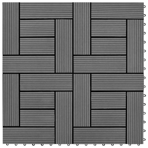 Плочка за decking 11 pcs Сив 30 x 30 cm WPC
