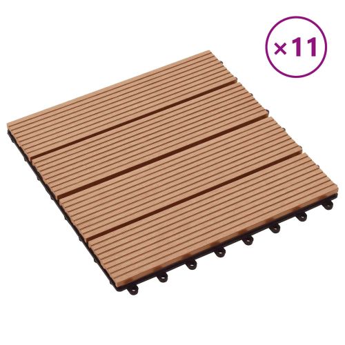 Плочка за decking 11 pcs Тик 30 x 30 cm WPC