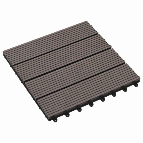 Плочка за decking 11 pcs Тъмен кафяв 30 x 30 cm WPC