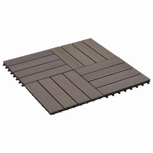 Плочка за decking 11 pcs Тъмен кафяв 30 x 30 cm WPC
