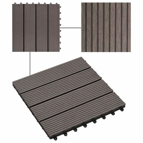 Плочка за decking 11 pcs Тъмен кафяв 30 x 30 cm WPC