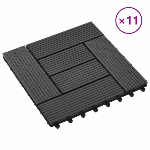 Плочка за decking 11 pcs Черен 30 x 30 cm WPC