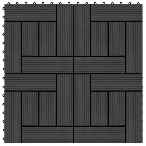 Плочка за decking 11 pcs Черен 30 x 30 cm WPC