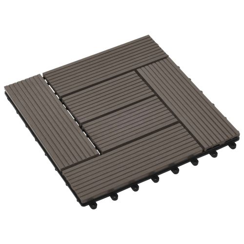 Плочка за decking 11 pcs Тъмен кафяв 30 x 30 cm WPC