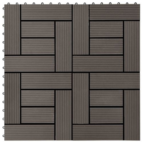 Плочка за decking 11 pcs Тъмен кафяв 30 x 30 cm WPC