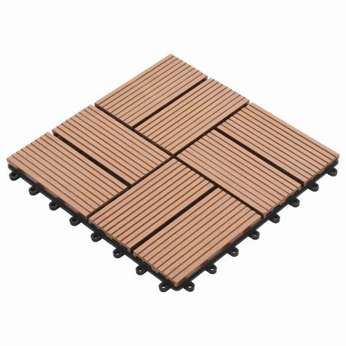 Плочка за decking 11 pcs Кафяво 30 x 30 cm WPC