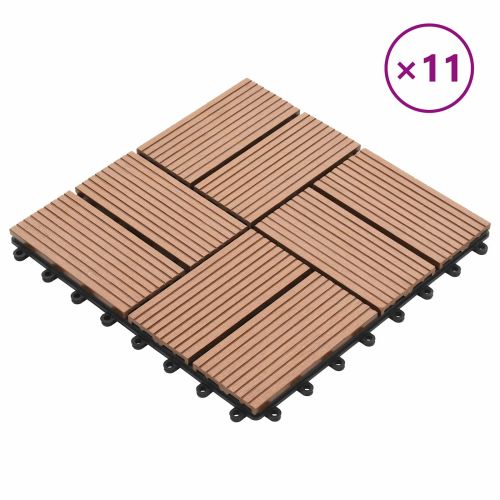 Плочка за decking 11 pcs Кафяво 30 x 30 cm WPC