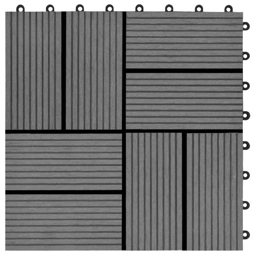 Плочка за decking 11 pcs Сив 30 x 30 cm WPC