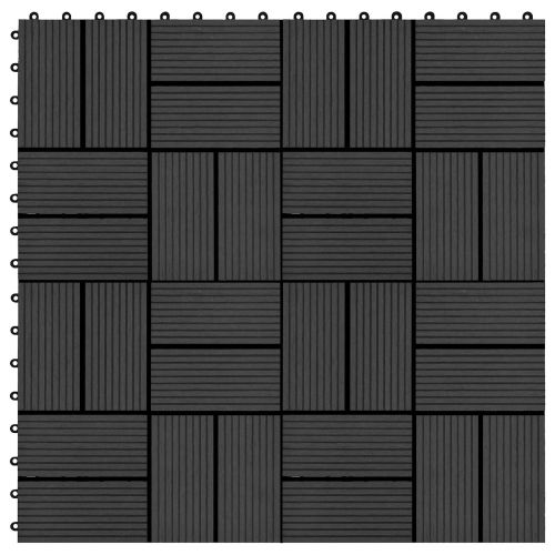 Плочка за decking 11 pcs Черен 30 x 30 cm WPC