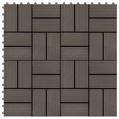 Плочка за decking 11 pcs Тъмен кафяв 30 x 30 cm WPC