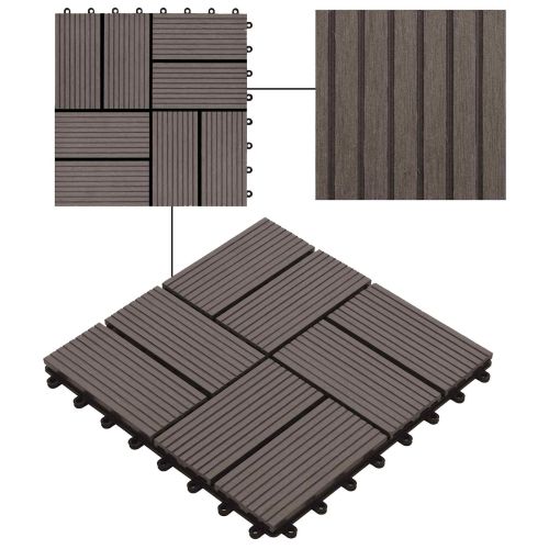 Плочка за decking 11 pcs Тъмен кафяв 30 x 30 cm WPC