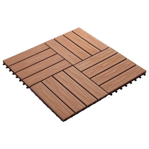 Плочка за decking 3D дизайн 11 pcs Светло кафяво 30 x 30 cm WPC