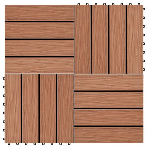 Плочка за decking 3D дизайн 11 pcs Светло кафяво 30 x 30 cm WPC