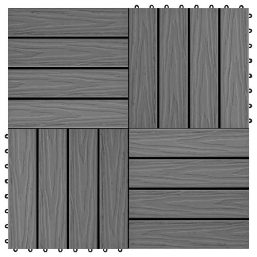 Плочка за decking 3D дизайн 11 pcs Сив 30 x 30 cm WPC