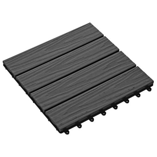 Плочка за decking 3D дизайн 11 pcs Черен 30 x 30 cm WPC