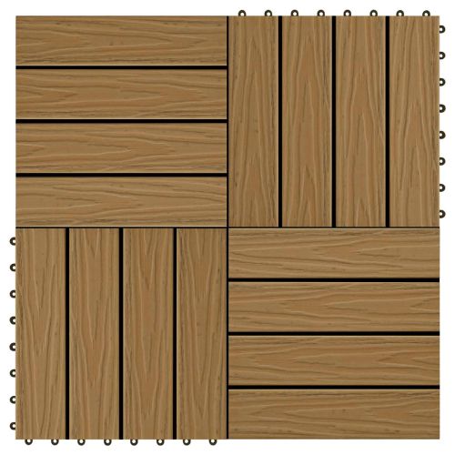 Плочка за decking 3D дизайн 11 pcs Тик 30 x 30 cm WPC