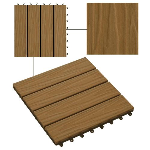 Плочка за decking 3D дизайн 11 pcs Тик 30 x 30 cm WPC