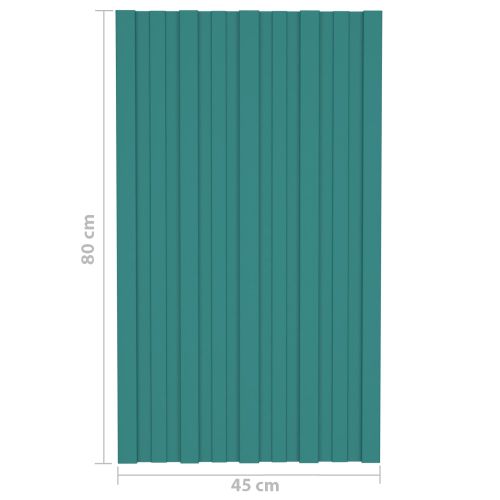 Покривен панел 12 pcs Зелено 80 x 45 cm Поцинкована стомана