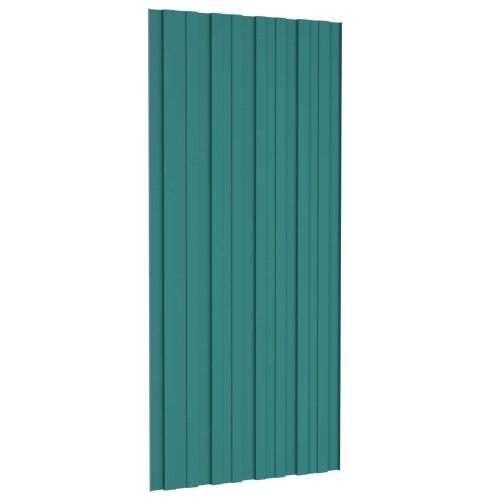 Покривен панел 12 pcs Зелено 100 x 45 cm Поцинкована стомана