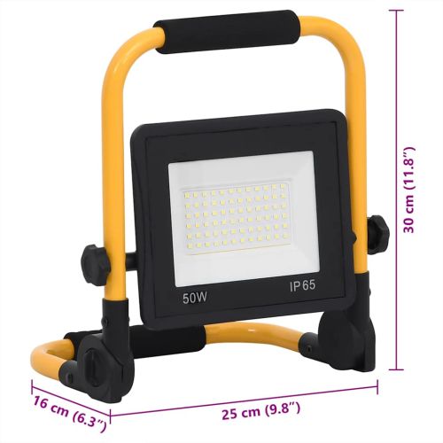 LED прожектор с дръжка, 50 W, студено бяло