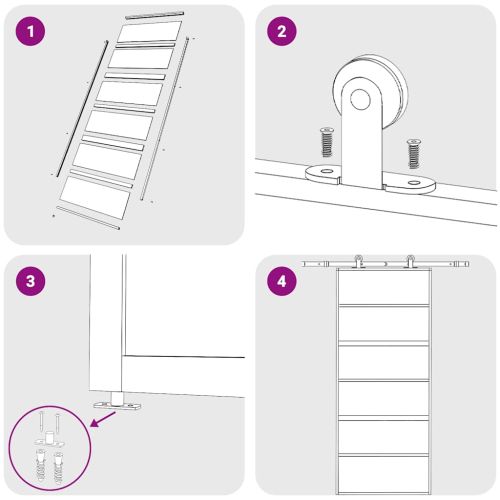 Плъзгаща се врата 90x205 см прозрачно ESG стъкло и алуминий