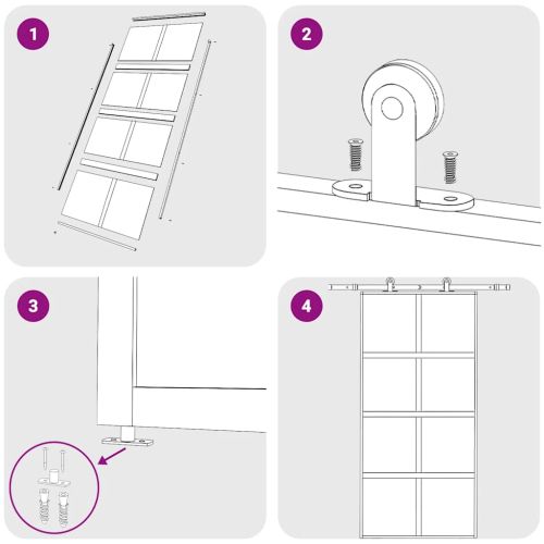 Плъзгаща се врата 102,5x205 см матирано ESG стъкло и алуминий